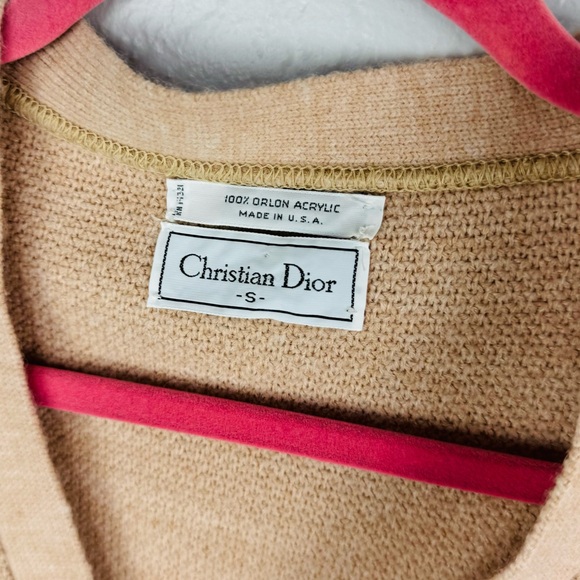 Vintage Christian Dior Brown Cream Knitted Button Down Cardigan - Picture 3 of 9